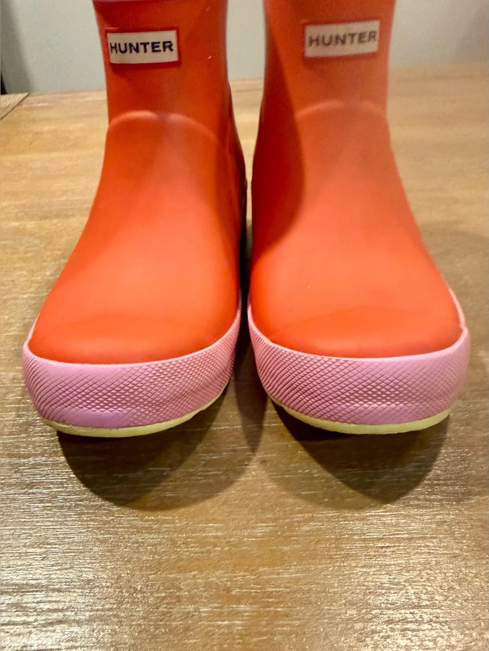 Hunter Kids Play Boots Red Tang/Pink Fizz/Zesty Yellow Size US 3 UK 2 EUR 34